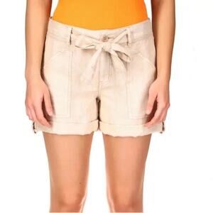 NWT Sanctuary Trailhead Linen Belted Cuffed Shorts in Sand 20W